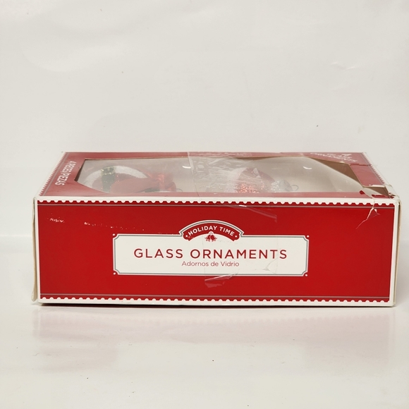 4 Glass Christmas Oranaments Holiday Time - Picture 3 of 3
